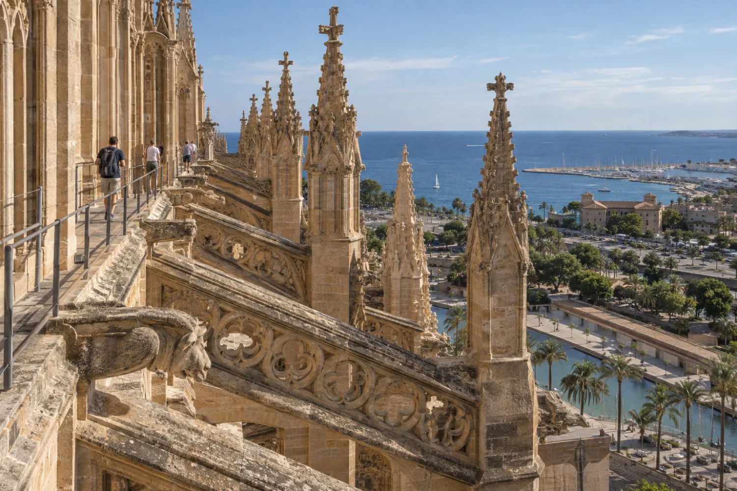 Visita a las terrazas de la Catedral de Mallorca con vistas a los arbotantes y la bahía de Palma