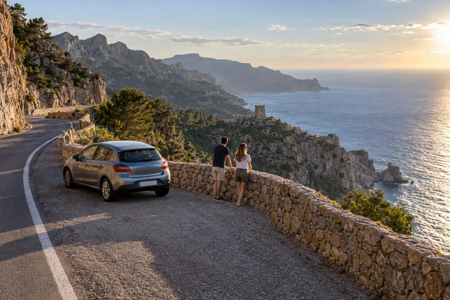 Ruta en coche por la carretera escénica Ma-10 con vistas a los acantilados sobre el mar